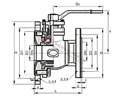 FQ41F46襯氟放料球閥外形結(jié)構(gòu)圖