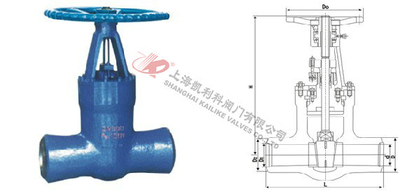 Z61H對焊閘閥(手動)外形結構圖