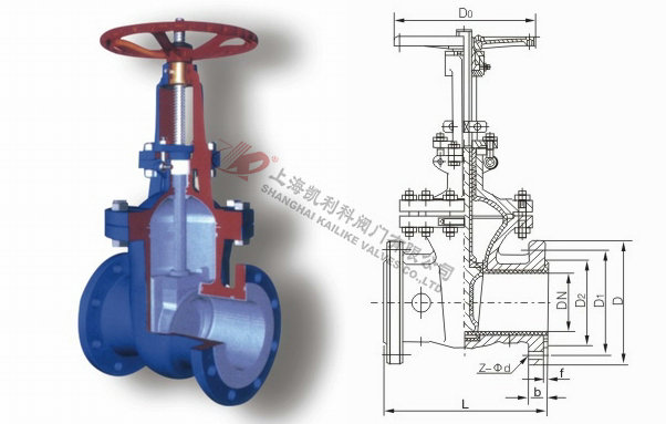 Z41F46防腐蝕襯氟閘閥外形結構圖