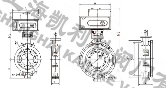 D973H電動硬密封蝶閥外形結構圖