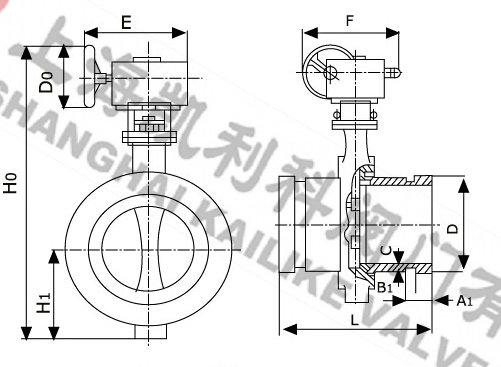 XD381X溝槽式信號蝶閥外形結構圖