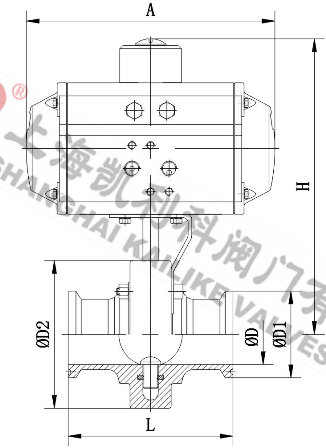 D681X衛(wèi)生級(jí)快裝氣動(dòng)蝶閥外形結(jié)構(gòu)圖