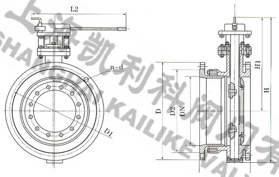 SD41X/SD43H手動法蘭式伸縮蝶閥外形結構圖