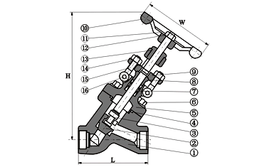 J65Y-Y型自密封截止閥外形結(jié)構(gòu)圖