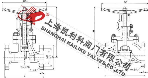 J41W不銹鋼國(guó)標(biāo)截止閥外形結(jié)構(gòu)圖