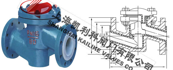 H41F46襯氟法蘭止回閥外形結(jié)構(gòu)圖
