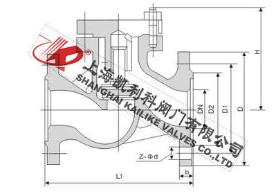 H41H、H41W法蘭升降式止回閥外形結構圖