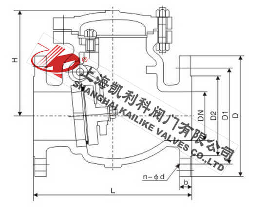 H44H、H44W日標旋啟式止回閥外形結構圖