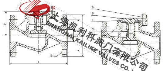 H41H、H41W德標法蘭止回閥外形結構圖