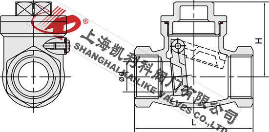 H14W、H14H絲口止回閥外形結(jié)構(gòu)圖