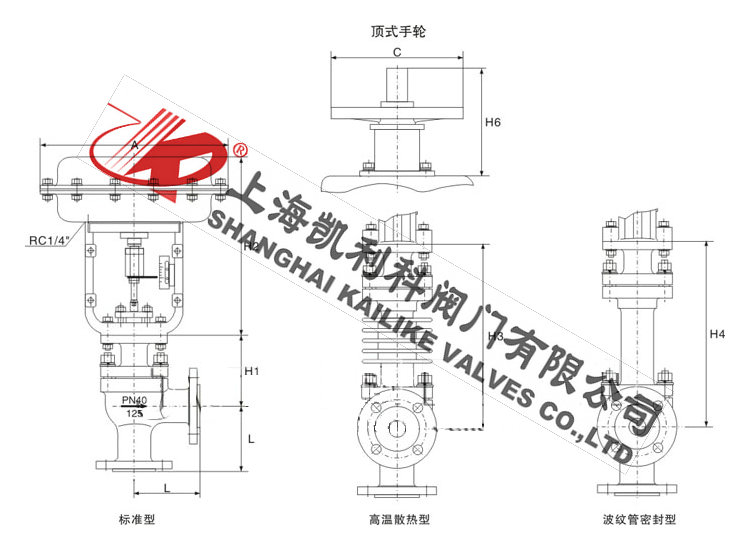 ZJHJ氣動薄膜角式調節閥外形結構圖