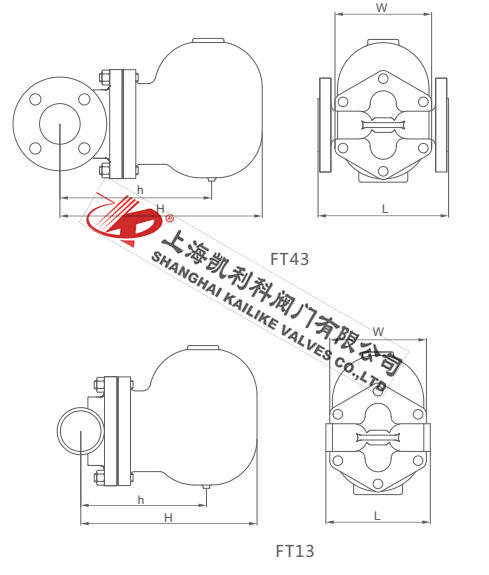FT43H杠桿浮球式疏水閥外形結(jié)構(gòu)圖