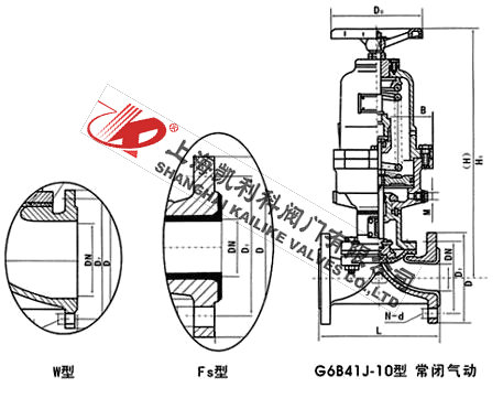 G641F46氣動襯氟隔膜閥外形結構圖