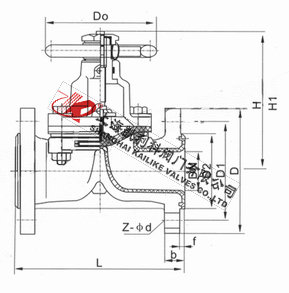 G41F46不銹鋼襯氟隔膜閥外形結(jié)構(gòu)圖