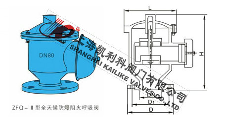 ZFQ-1防爆阻火呼吸閥外形結(jié)構(gòu)圖