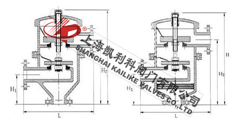 HX2、HXF2帶雙接管呼吸閥外形結(jié)構(gòu)圖