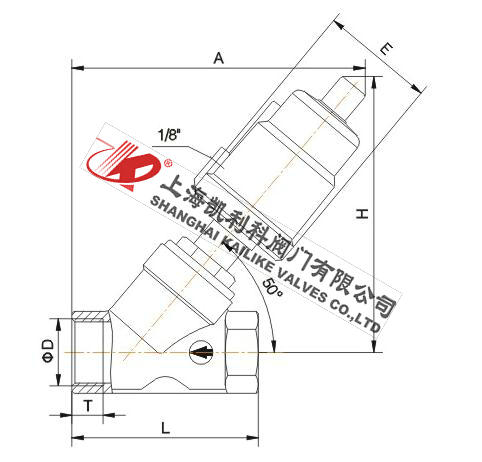 JF2000全不銹鋼內(nèi)螺紋氣動角座閥外形結(jié)構(gòu)圖
