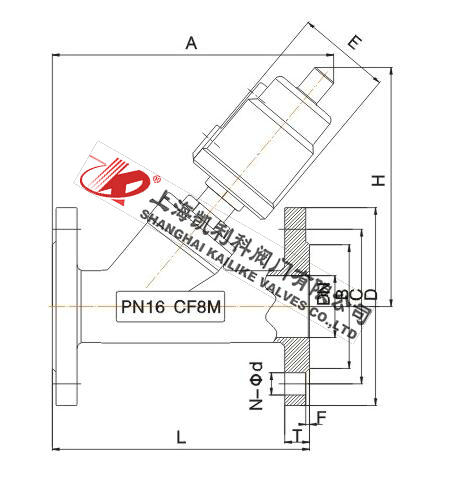 JF2000全不銹鋼法蘭氣動角座閥外形結(jié)構(gòu)圖
