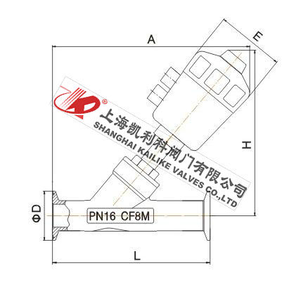 JF2000快裝式氣動角座閥外形結構圖