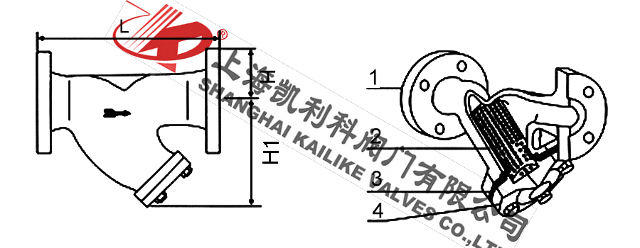 GL41H 鑄鋼法蘭Y型過濾器外形結(jié)構(gòu)圖