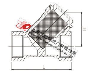 GL11H不銹鋼內(nèi)螺紋Y型過濾器外形結(jié)構(gòu)圖