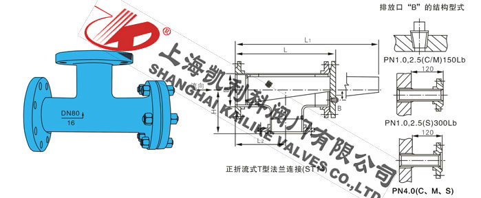 高壓T型過(guò)濾器正折流外形結(jié)構(gòu)圖